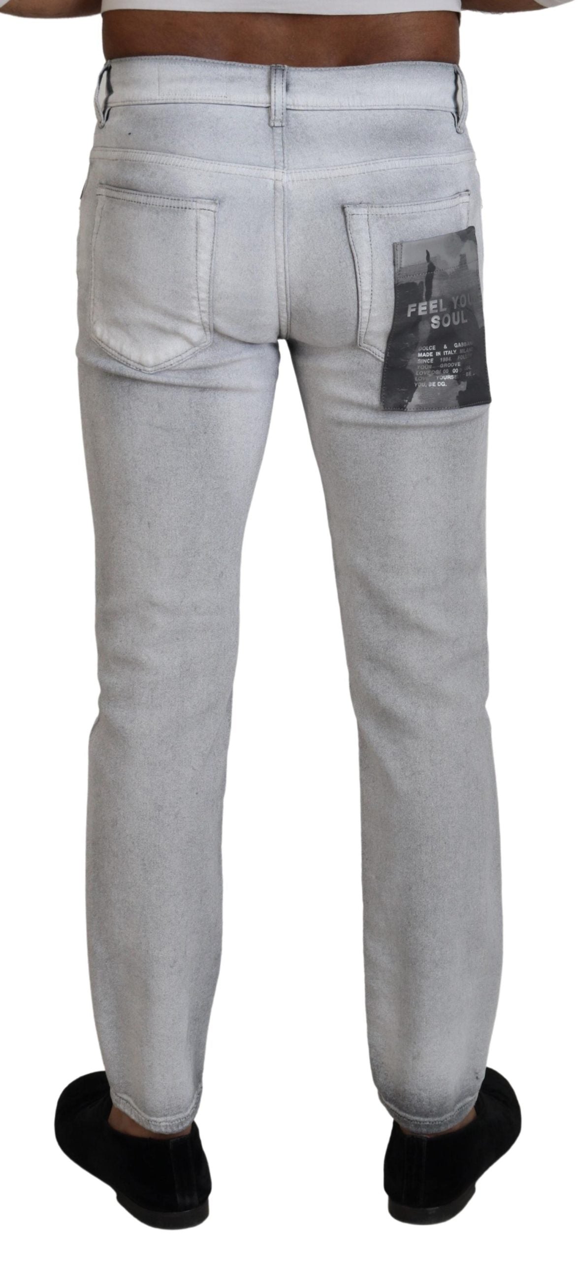 Gray Washed Skinny Men Denim Jeans