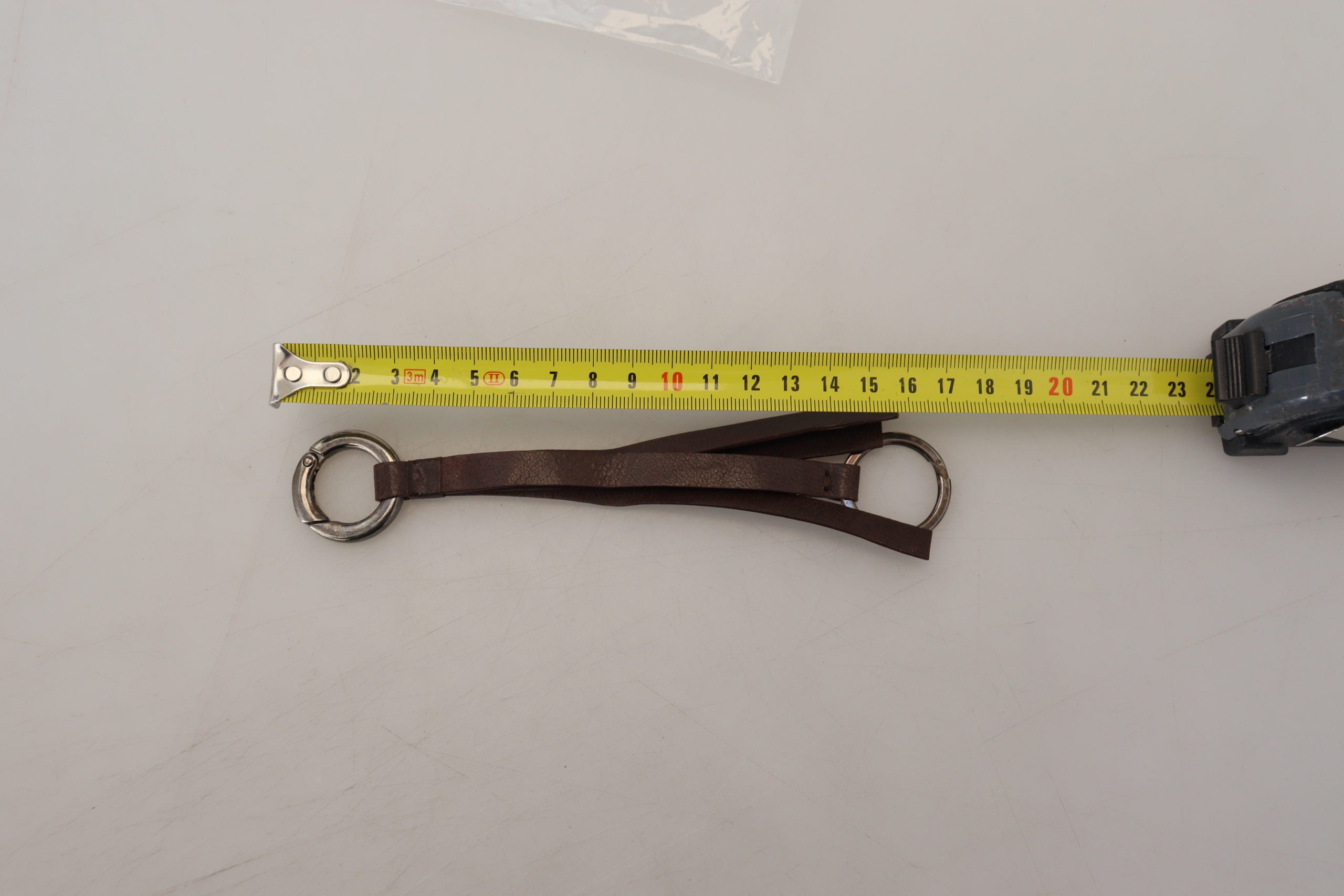 Brown Leather Silver Tone Metal Keyring Keychain