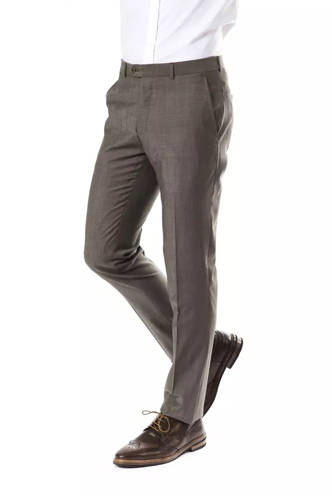 Gray Wool Mens Suit Pant