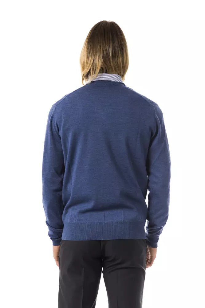 Blue Merino Wool Men's Sweater