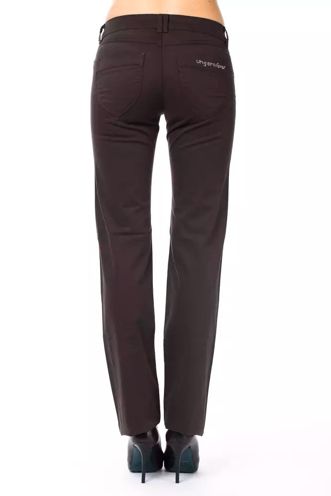 Brown Cotton Women's Pants