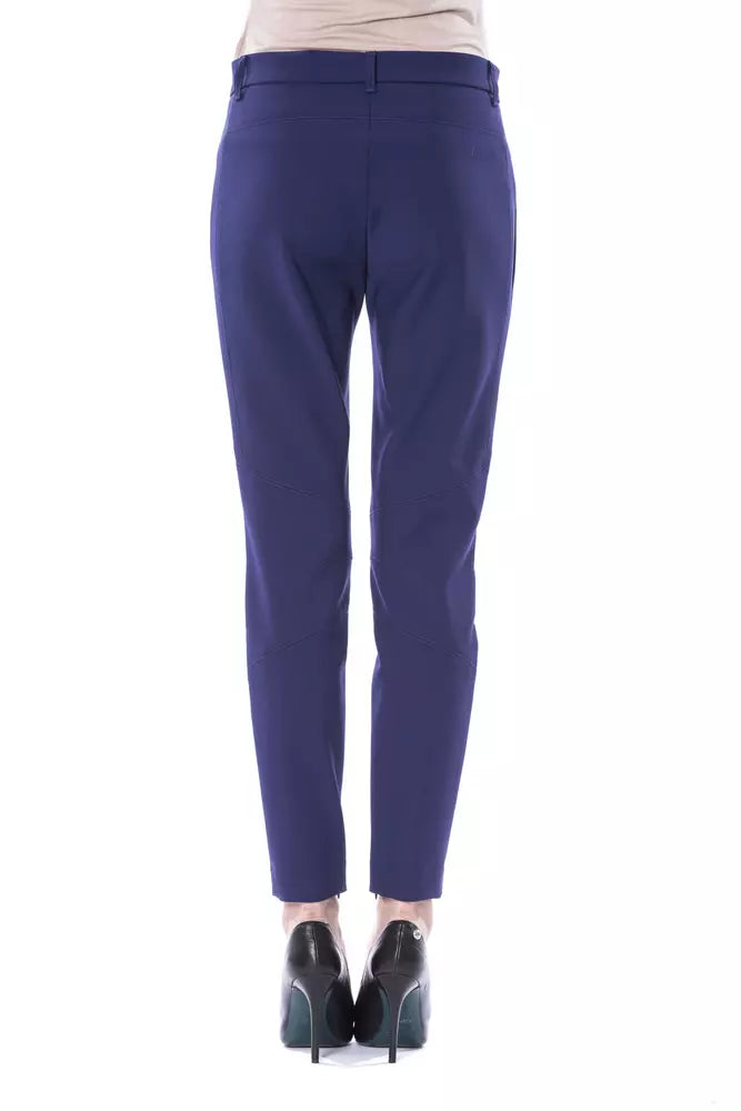 Blue Polyester Women's Slim-Fit Pant
