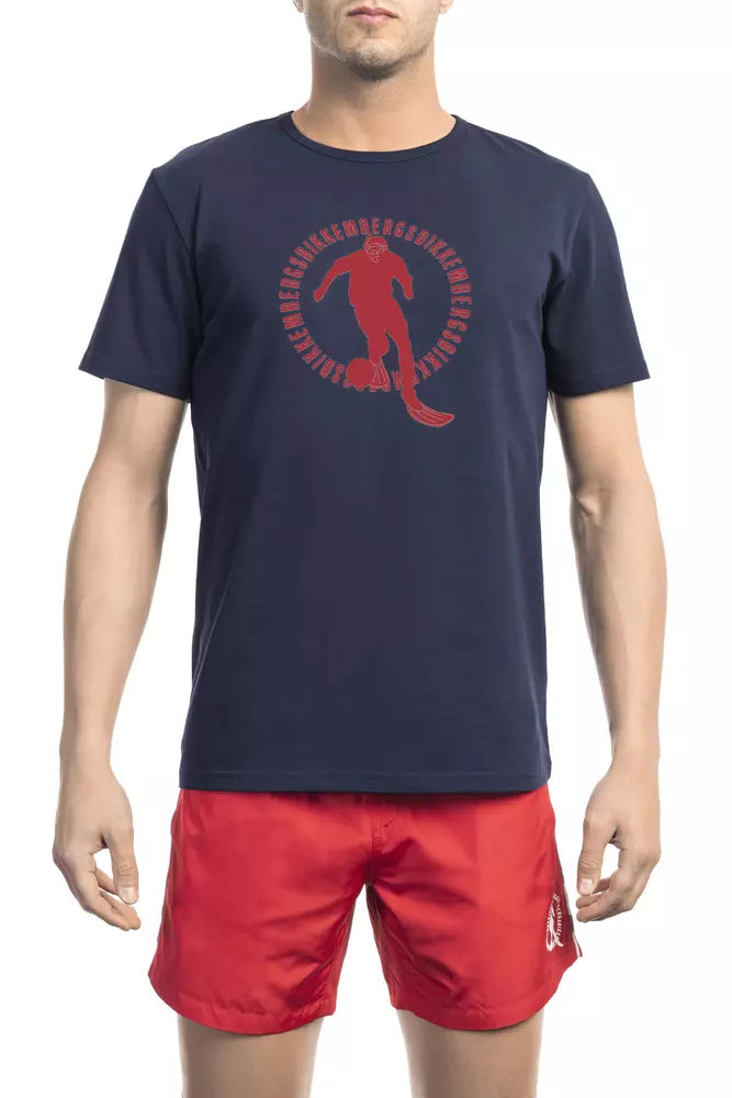 Blue Cotton Men T-Shirt