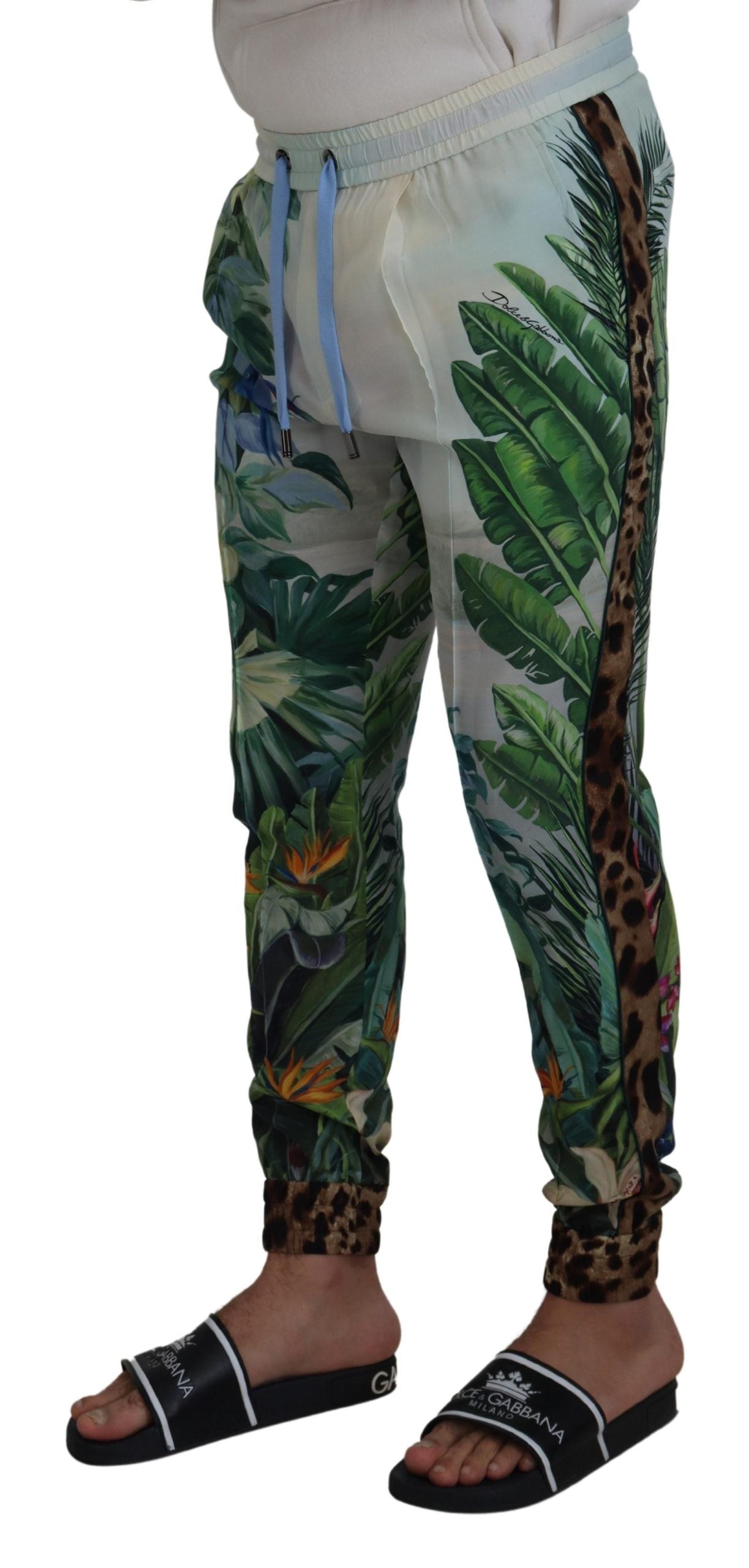 White Floral Printed Men Jogger Pants
