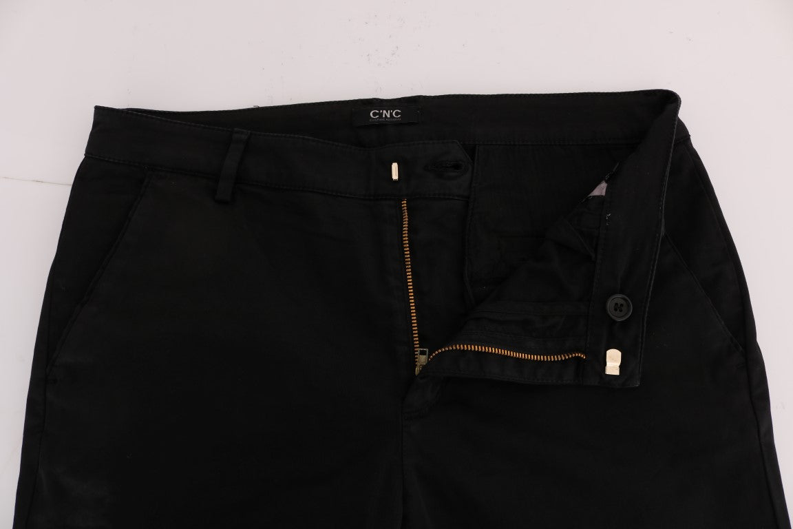 Black Slim Fit Cotton Stretch Pants