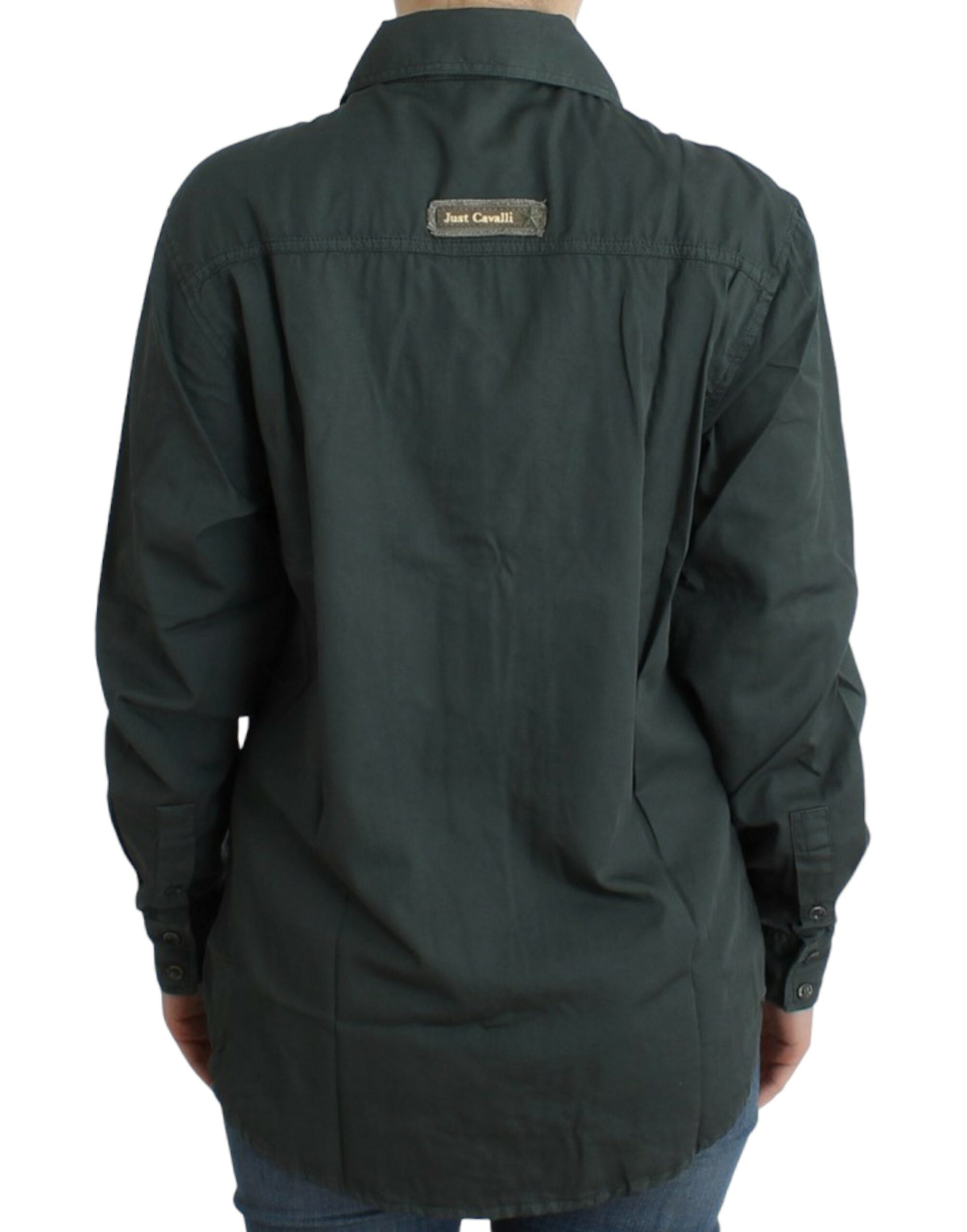 Gray button-down shirt