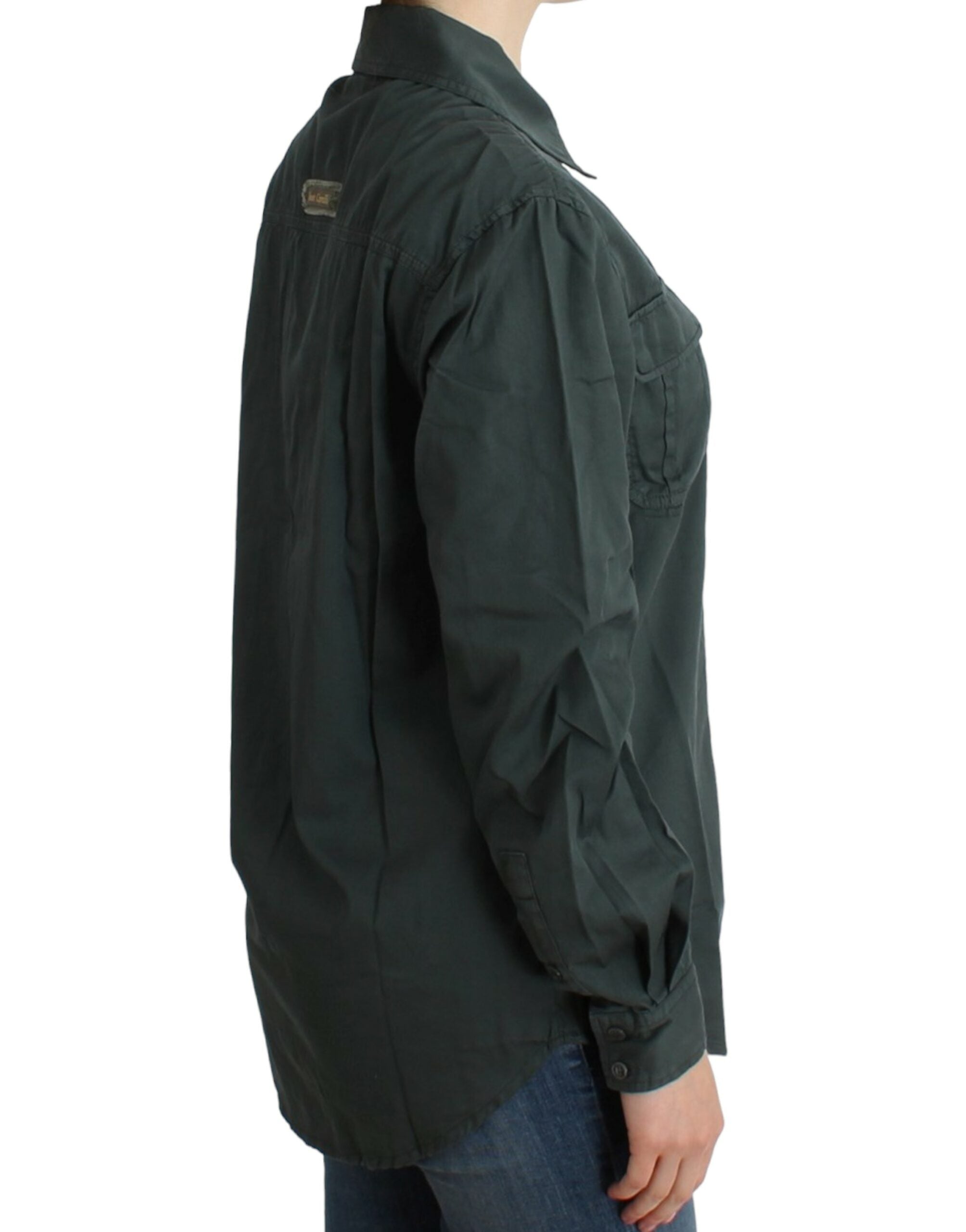 Gray button-down shirt