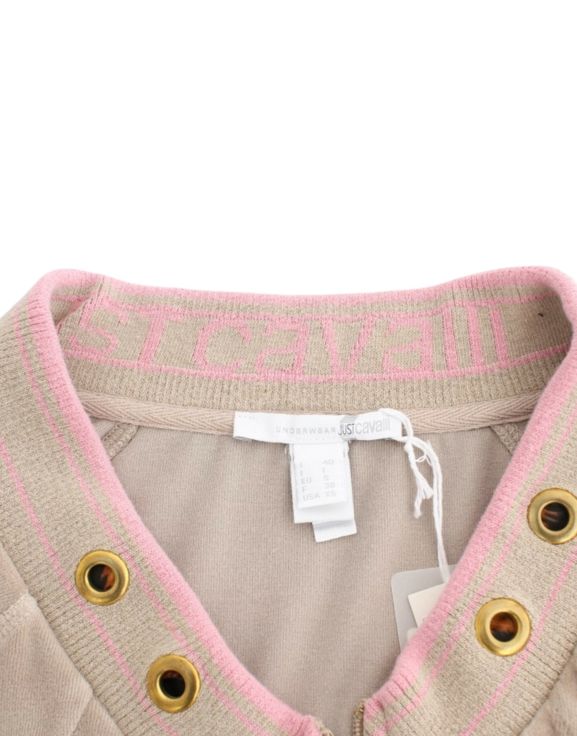 Beige velvet zipup sweater