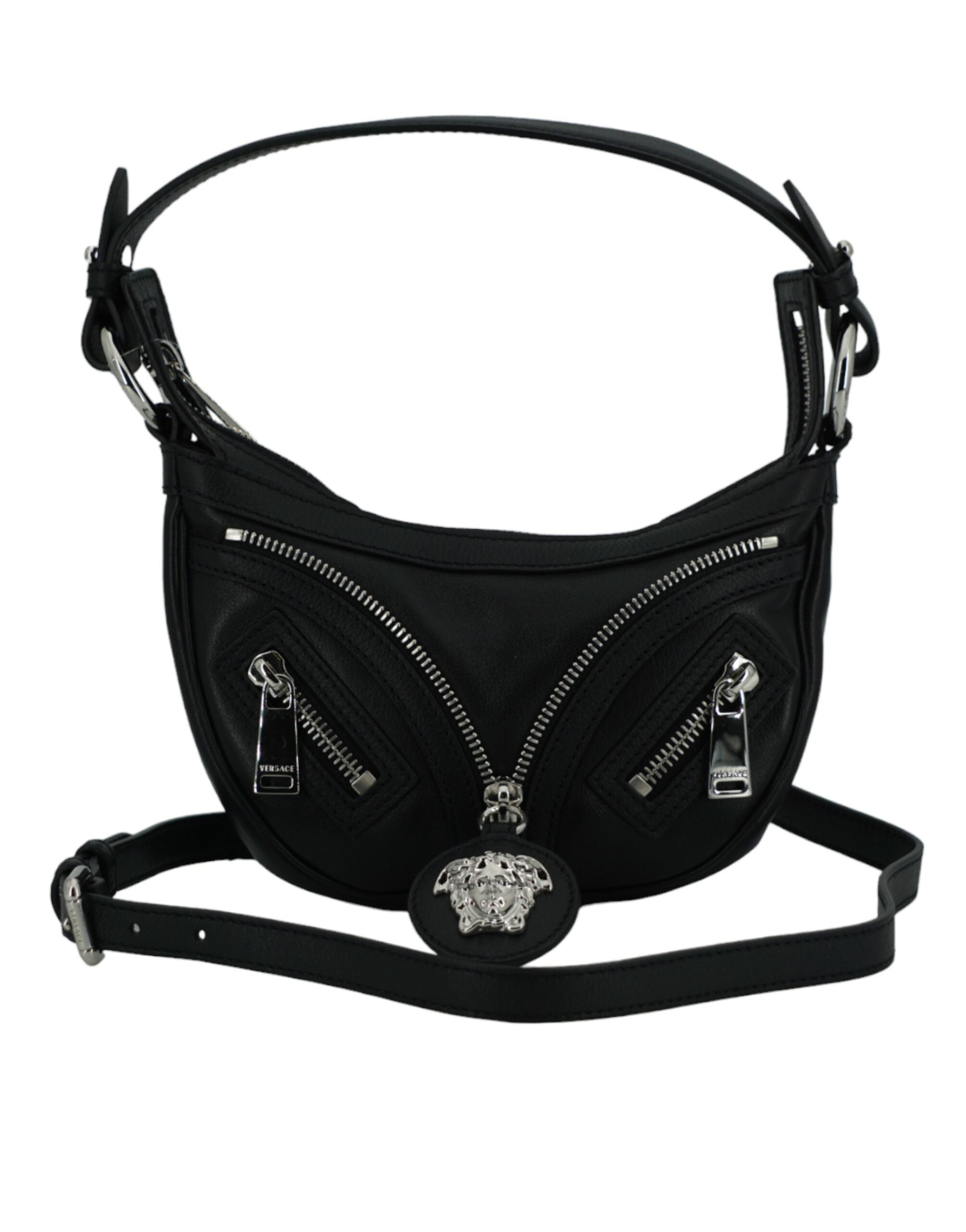 Black Calf Leather Hobo Mini Shoulder Bag