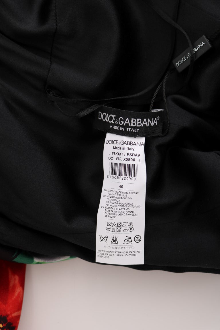 Multicolor Floral Print Stretch Sheath Long Dress