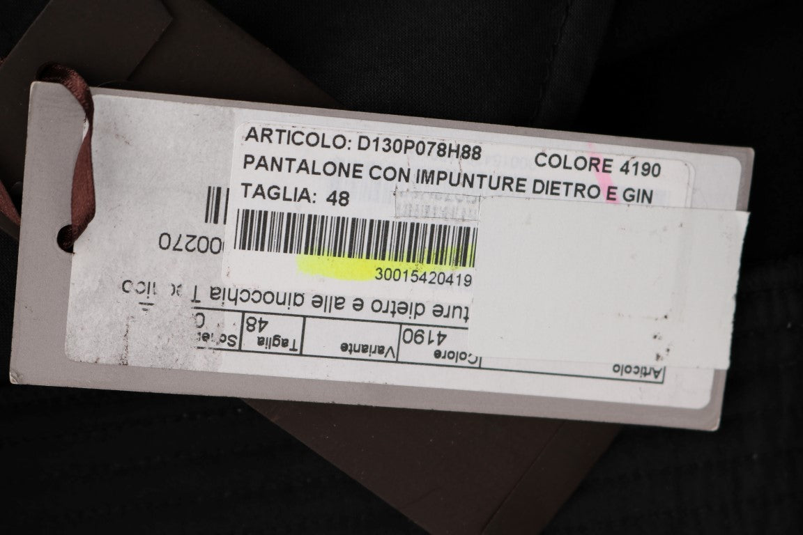 Schwarze, schmal geschnittene Freizeithose aus Baumwolle