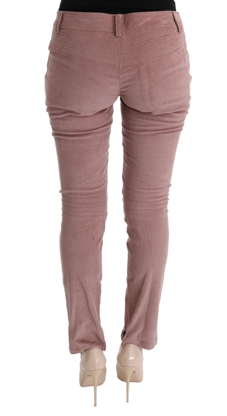 Pink Velvet Cropped Casual Pants