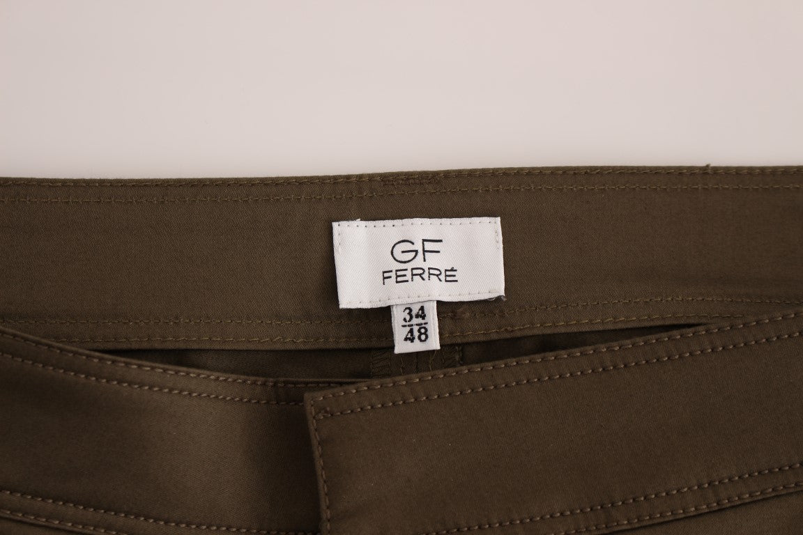 Green Cotton Stretch Comfort Fit Pants