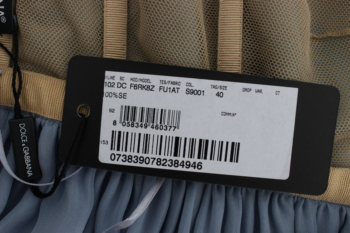 Ballkleid aus blauer Seide mit Kristallbesatz