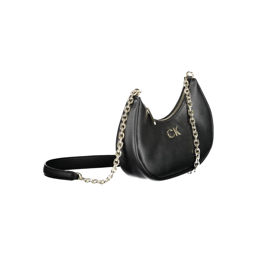Black Polyester Women Shoulder Bag