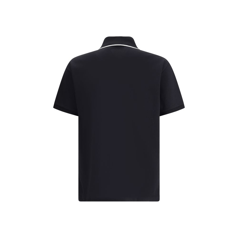 Gucci — Polo noir en coton avec monogramme contrasté