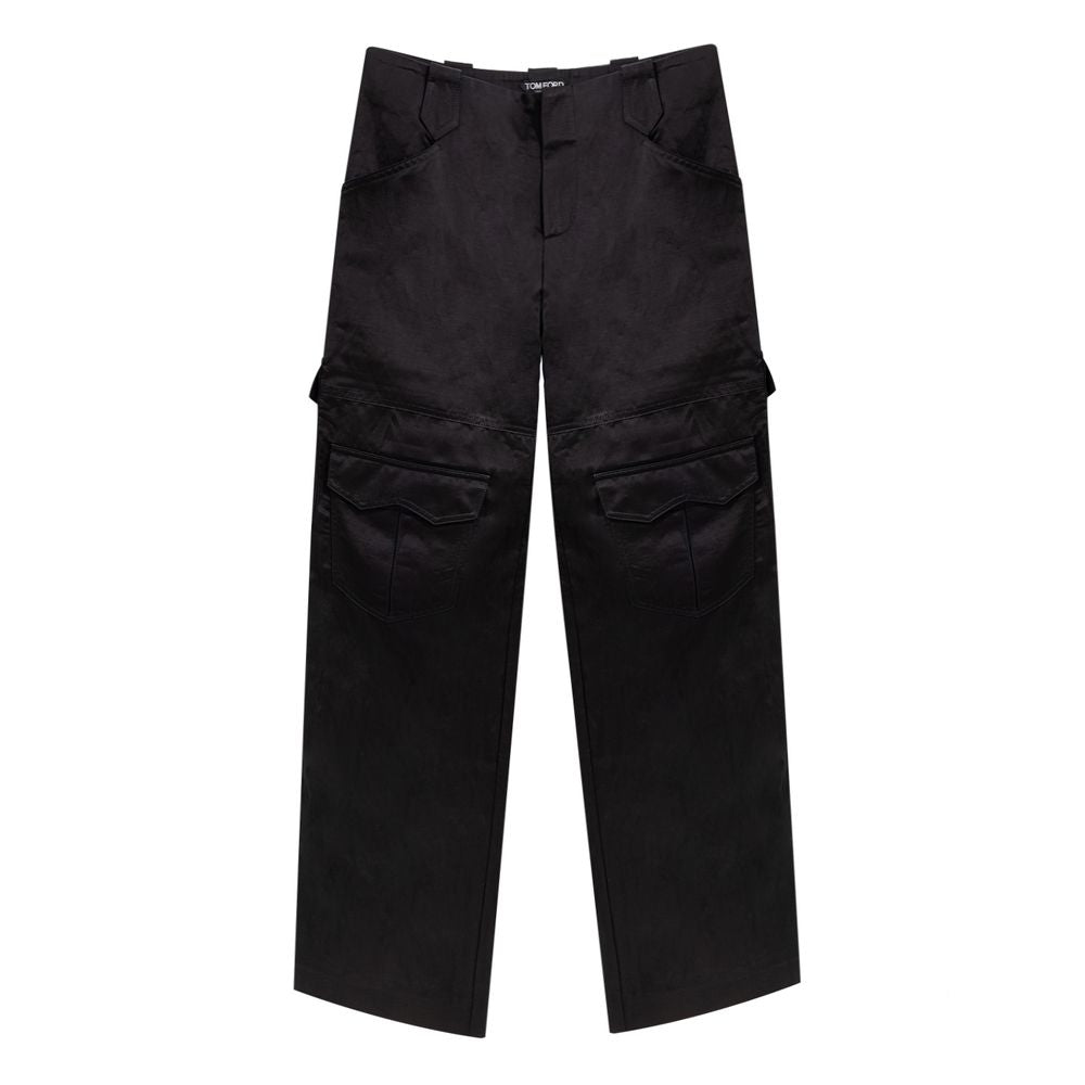 Black Viscose Cargo Pants