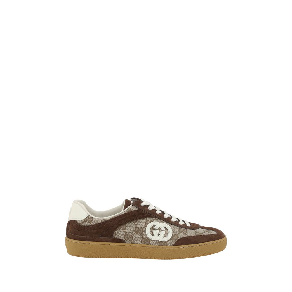 Gucci – Sneakers GG en toile et cuir avec détails en daim