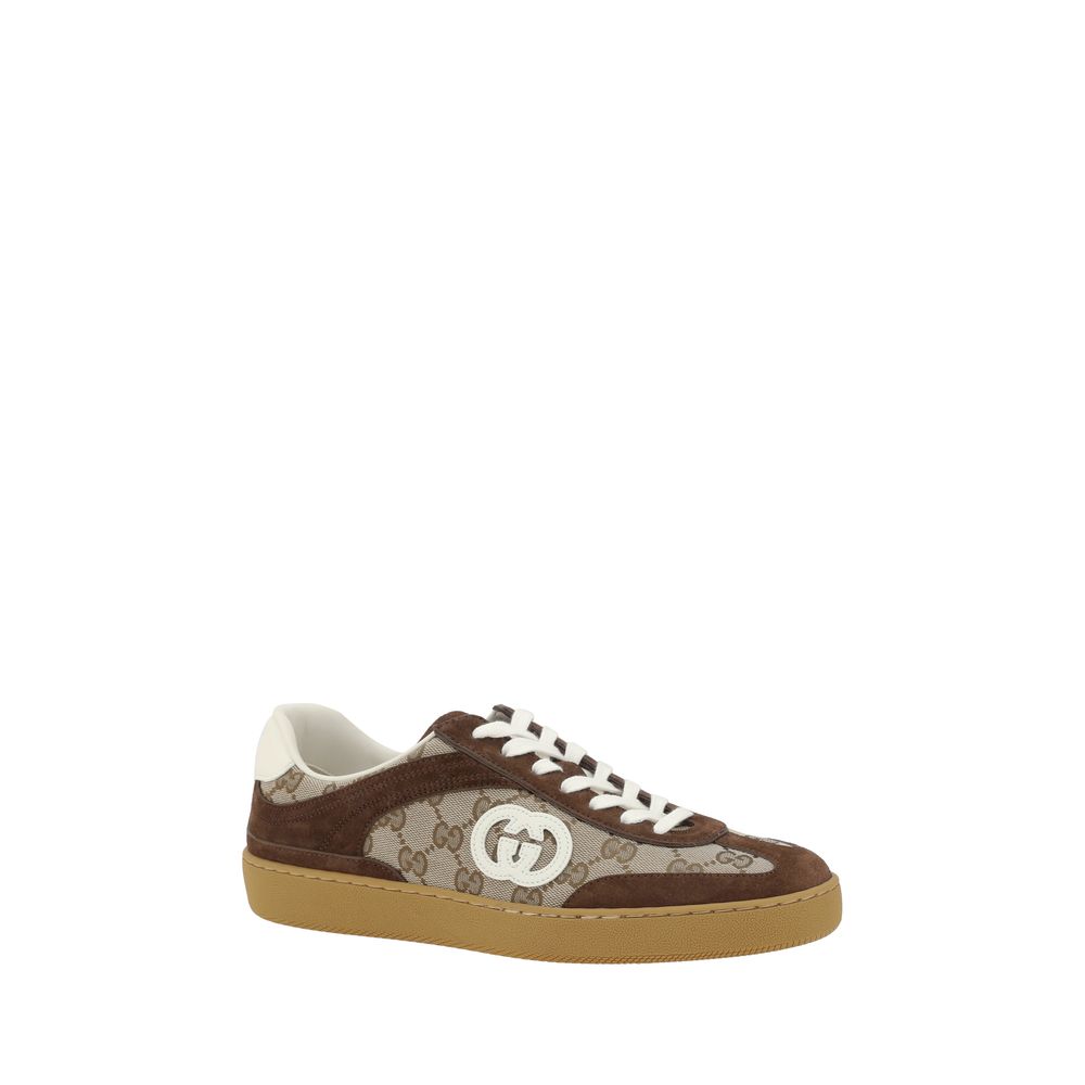Gucci – Sneakers GG en toile et cuir avec détails en daim