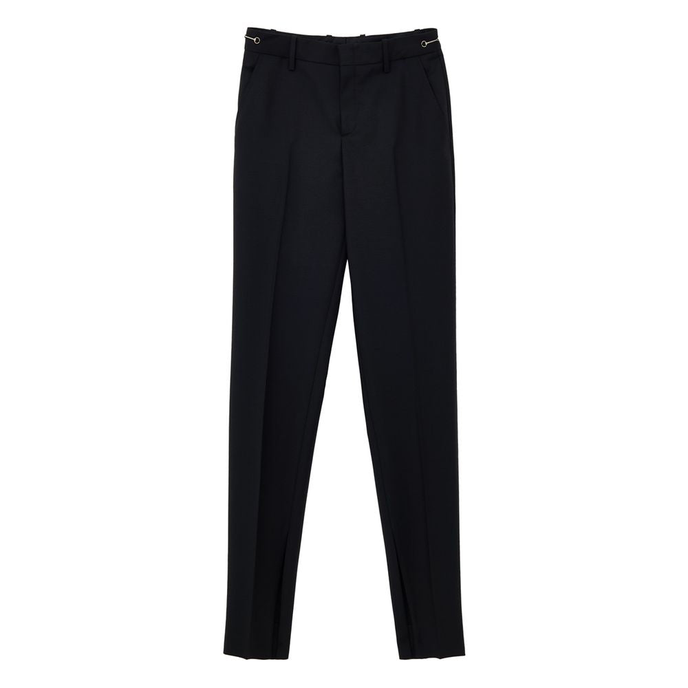 Gucci — Pantalon tailleur noir en mohair et laine avec détail métallique
