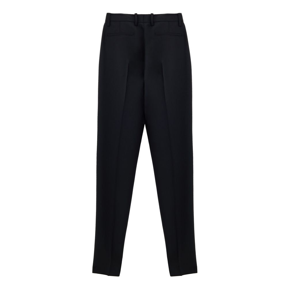 Gucci — Pantalon tailleur noir en mohair et laine avec détail métallique