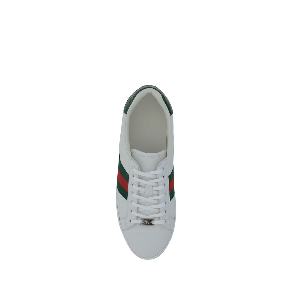 Gucci — Sneakers basses blanches en cuir de veau