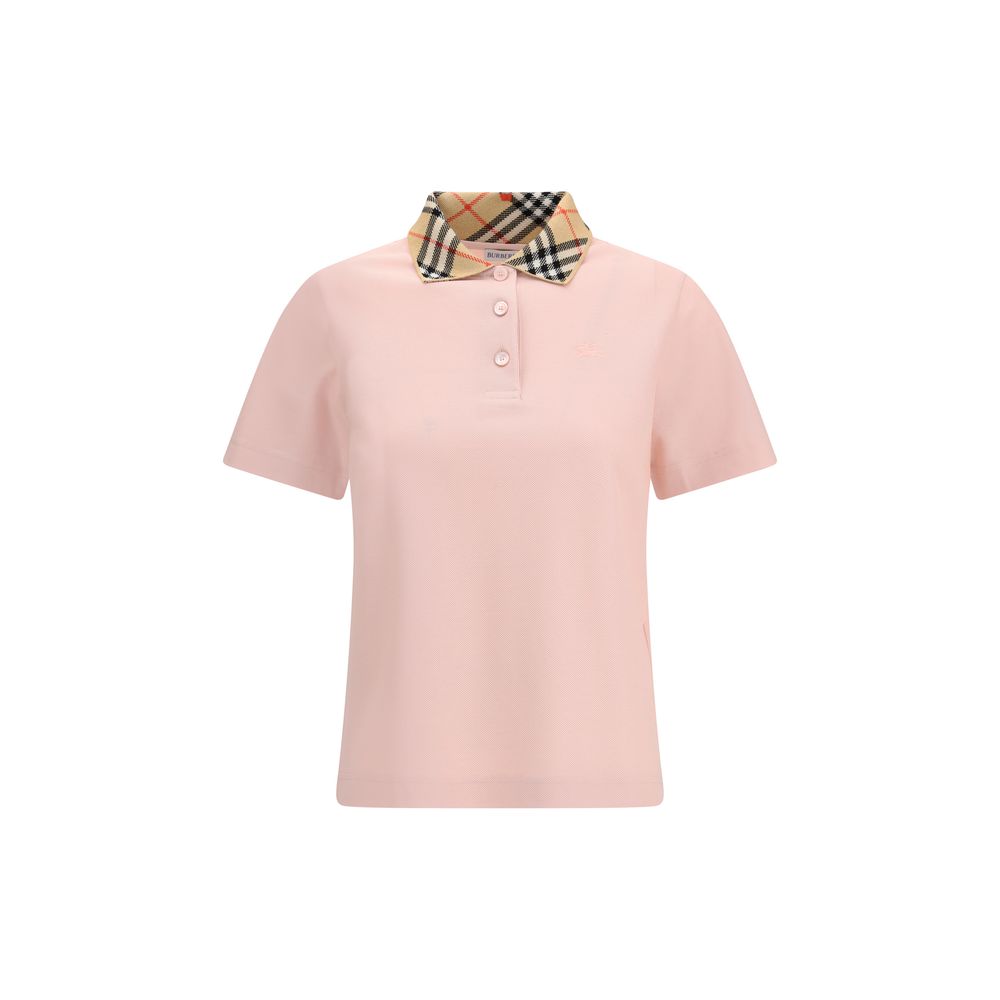 Burberry — Polo rose en coton avec détails Check