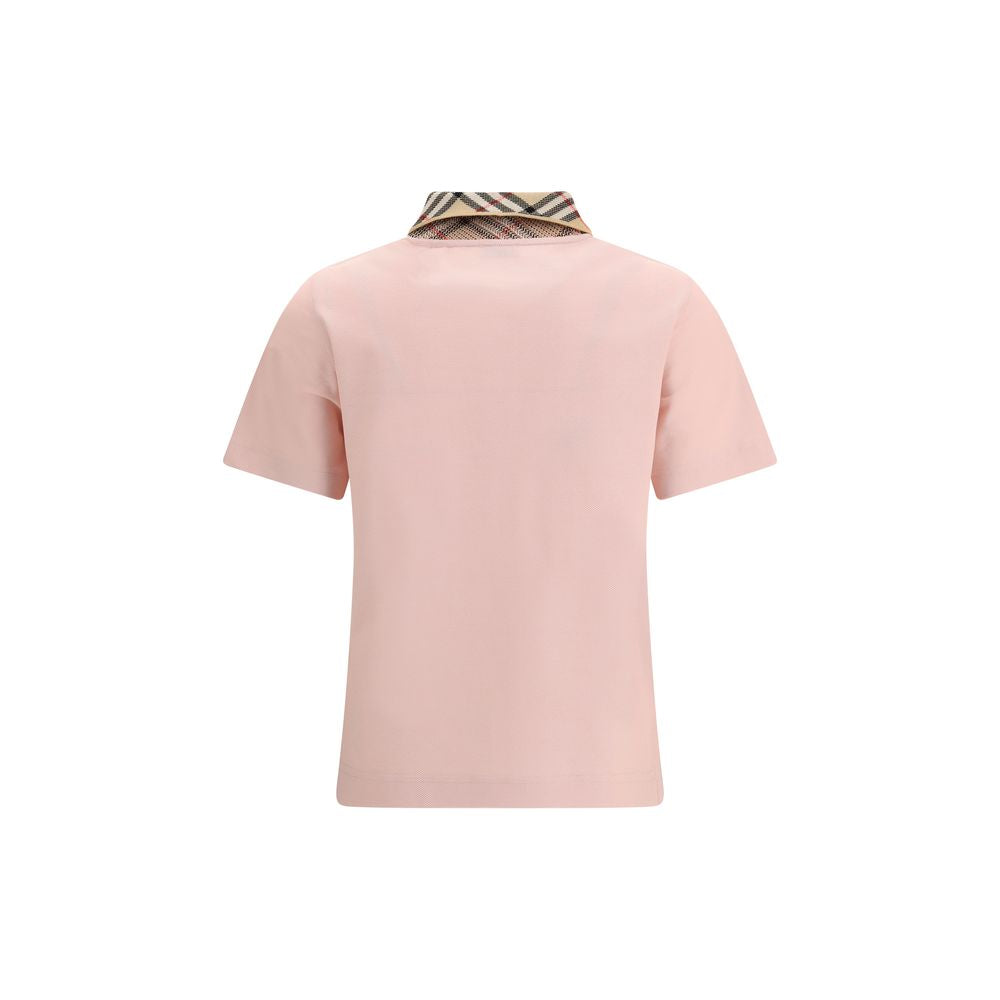 Burberry — Polo rose en coton avec détails Check